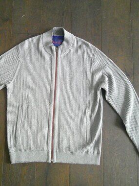 Robert Graham Men's Gray Zip Up Sweater